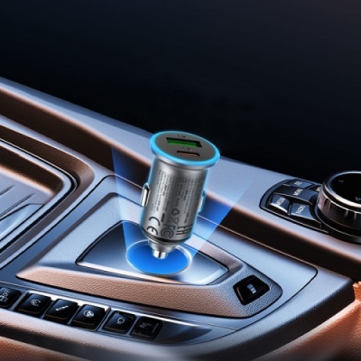 Автомобільний Зарядний Пристрій Acefast B15 PD + QC 3.0 (1 Type-C/1 USB/3A/65W) (сірий)