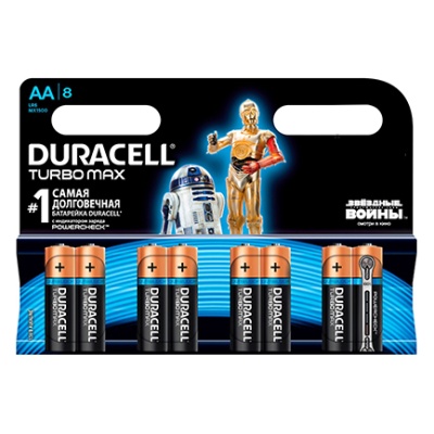 батарейка duracell lr6 turbo aa (8шт) 