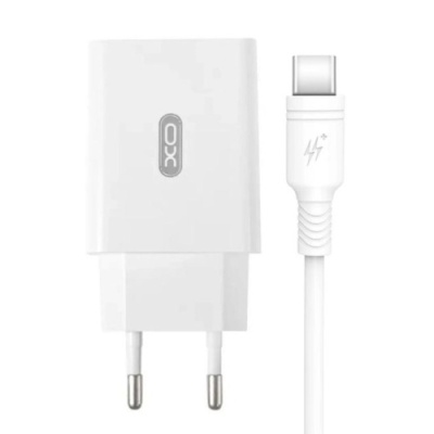 мережевий зарядний пристрій xo l36 1usb/18w/qc3.0 + (usb - type-c) (бiлий) 