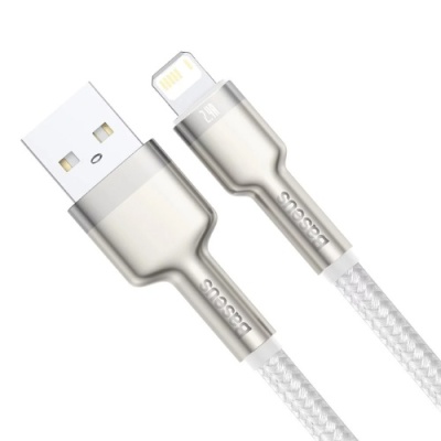 кабель baseus cafule metal usb - lightning 2.4a/1m (caljk-a02) (white) 