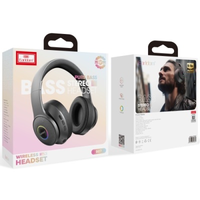 бездротові навушники накладні earldom et-b07 bt5.3 rgb wireless headset (чорний) 