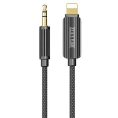 кабель aux earldom et-aux68 3.5mm(male) to lightning(male) 1.2m black 