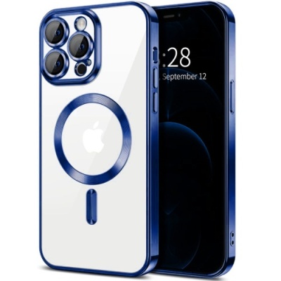 Купить чохол tpu metallic full camera with magsafe для apple iphone 15 pro max (blue) онлайн