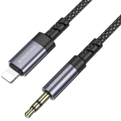 кабель aux borofone bl24 3.5mm(male) - lightning(male) 1m (сірий) 