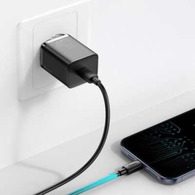 мережевий зарядний пристрій baseus super si (tzccsup-b01) 1type-c/20w/pd + (type-c - lightning) 1m (чорний) 