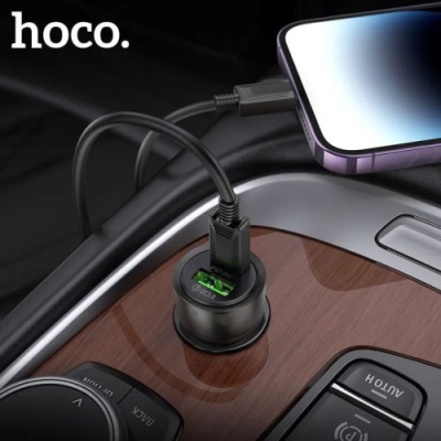 Автомобільний Зарядний Пристрій Hoco Z52 1USB/18W/QC3.0 + 1Type-C/20W/PD + (Type-C - Lightning) (Чорний)