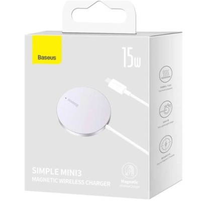 безпровідний зарядний пристрій baseus simple mini 3 magnetic 15w (ccjj040012) (срібний) 