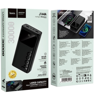 додаткова батарея power bank hoco j144a 30000mah (чорний) 