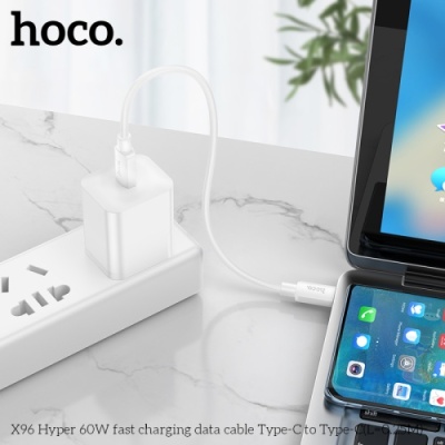 кабель hoco x96 hyper pd60w type-c - type-c 3a/0.25m (білий) 