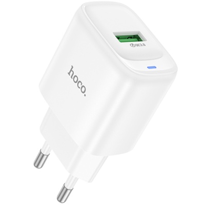 мережевий зарядний пристрій hoco c140a 1usb/18w/qc3.0 (білий) 