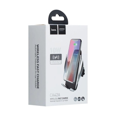Автотримач Hoco CA34 Wireless Fast Charge (Сталевий)