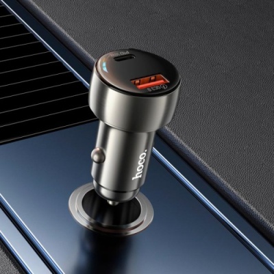 Автомобільний Зарядний Пристрій Hoco Z50 PD30W+QC3.0 (1USB/1Type-C) (сірий)