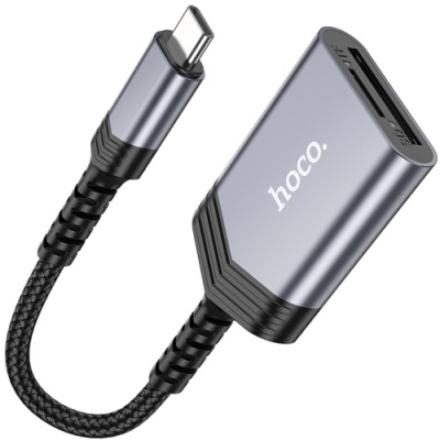 картрідер hoco ua25 2-in-1 card reader type-c (сiрий) 