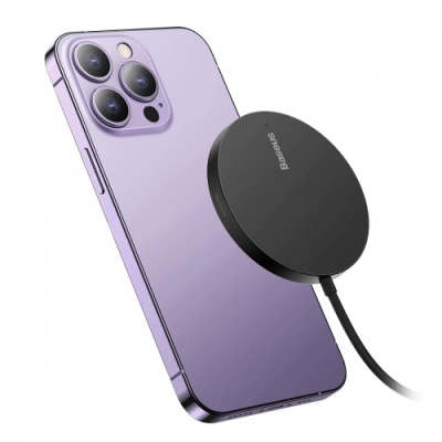 безпровідний зарядний пристрій baseus simple mini 3 magnetic 15w (ccjj040001) (чорний) 