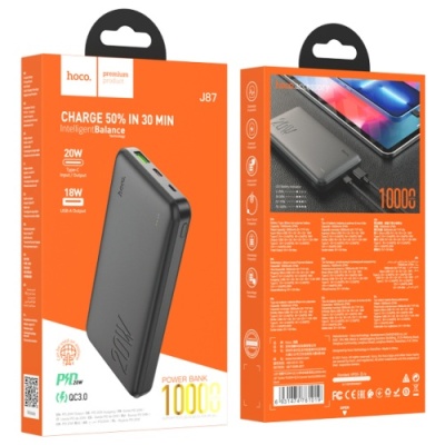 додаткова батарея power bank hoco j87 pd20w+qc3.0 10000 mah (чорний) 