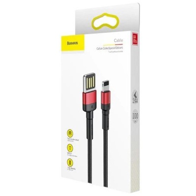 кабель baseus cafule se usb - lightning 2.4a/1m (calklf-g91) (black-red) 
