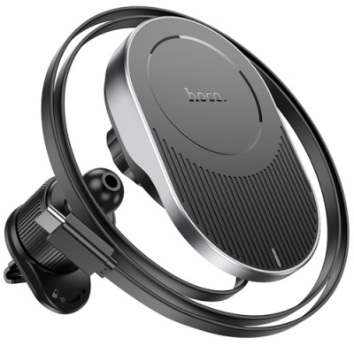 Автотримач Hoco HW12 з безпровідним зарядним пристроєм (Чорно-сірий)