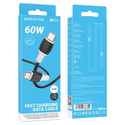 кабель borofone bx84 type-c - type-c (pd) 60w 3.0a/1m (чорний) 