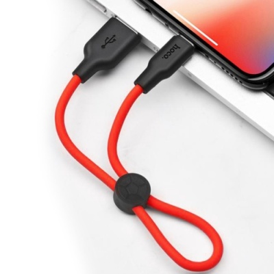 кабель hoco x21 plus silicone usb - type-c 3.0a/0.25m (чорно-червоний) 
