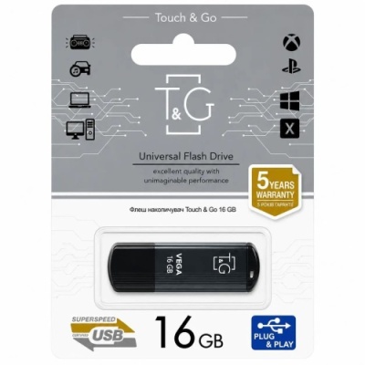 usb флеш-накопичувач t&g 16gb vega 121 (сірий) 