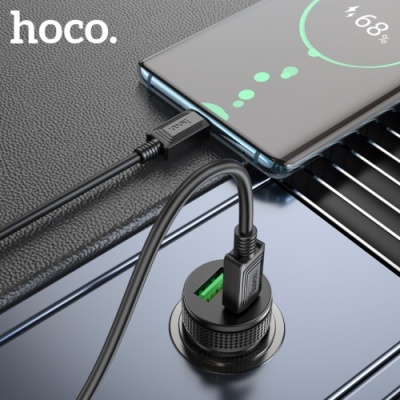 Автомобільний Зарядний Пристрій Hoco Z49B 1USB/18W/QC3.0 + 1Type-C/20W/PD (Чорний)