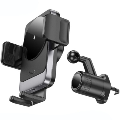 Автотримач Hoco HW13 з безпровідним зарядним пристроєм (Сірий)