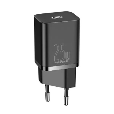 мережевий зарядний пристрій baseus super si (tzccsup-l01) 1type-c/25w/pd + (type-c - type-c) 1m (чорний) 
