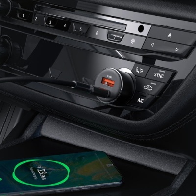 Автомобільний Зарядний Пристрій Acefast B12 PD + QC 3.0 (1 Type-C/1 USB/3A/60W) (чорний)