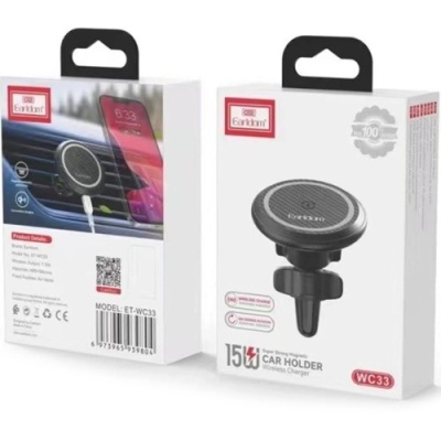 Автотримач Earldom ET-WC33 Gravity AirVent/15W/Type-C Black