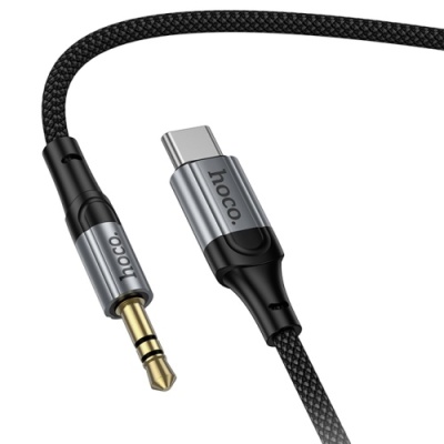 перехідник hoco upa33b type-c - jack 3.5 plug (1.5m) (чорний) 