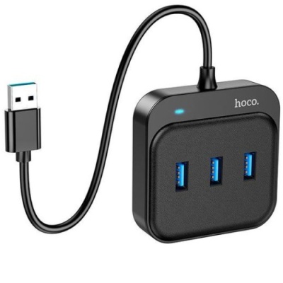 usb hub hoco hb31 easy 4-in-1 converter (usb to usb3.0*4) 0,2m. black 