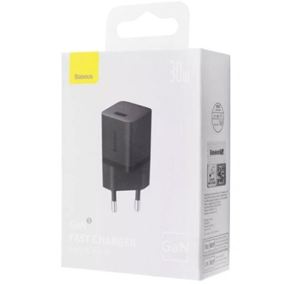 мережевий зарядний пристрій baseus gan5 (ccgn070401) 1type-c/30w/pd (чорний) 