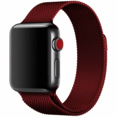 ремінець для apple watch milanese loop 42/44/45/49 mm (темно-червоний) 