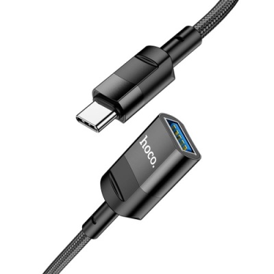 подовжувач usb hoco u107 type-c male to usb female usb3.0 (чорний) 