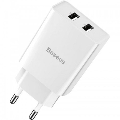 мережевий зарядний пристрій baseus speed mini (ccfs-v02) 2usb/18w/qc3.0 (білий) 