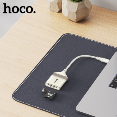 перехідник hoco ua40a 2in1 type-c - sd/tf card reader (білий apricot) 
