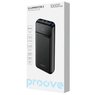 додаткова батарея power bank proove illuminator 2 pd20w+qc3.0 22.5w 10000mah (black) 