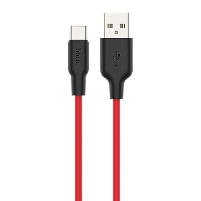 кабель hoco x21 plus silicone usb - type-c 3.0a/1m (чорно-червоний) 