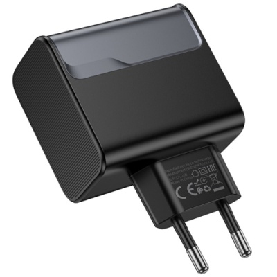 мережевий зарядний пристрій hoco cs75a 1usb/18w/qc3.0 + 2type-c/70w/pd (чорний) 
