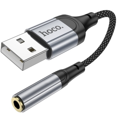 перехідник hoco ls36 usb - aux (3.5mm)(female) 0.12m(чорний) 