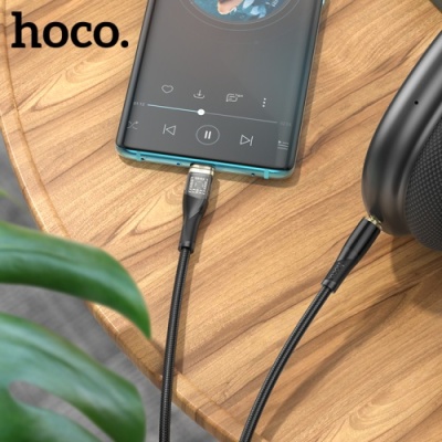 кабель aux hoco upa25 type-c - jack 3.5 plug (1m) (чорний) 