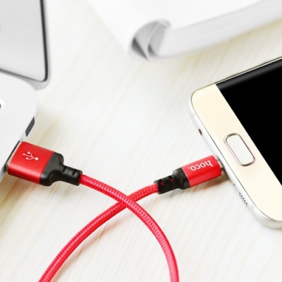 кабель hoco x14 times speed usb - microusb 2.4a/1m (червоно-чорний) 