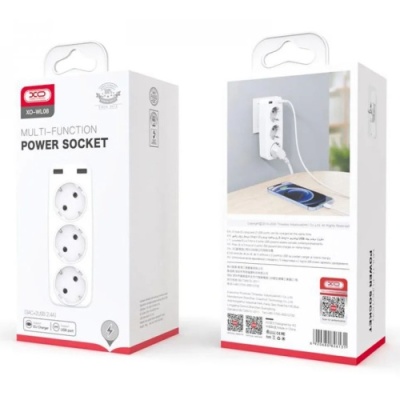 мережевий подовжувач xo wl-08 eu 3ac+2usb (білий) 