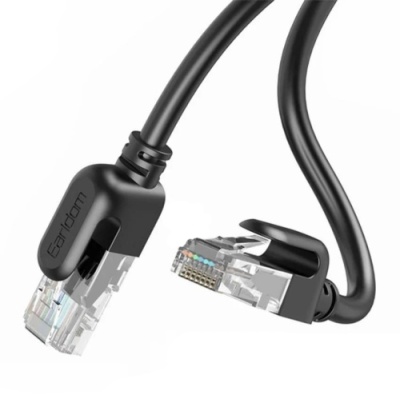 кабель lan earldom nw1 cat6 utp 26awg (7/0.16cca) * 4p+cros 6mm/3m black 