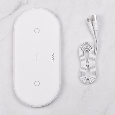 безпровідний зарядний пристрій hoco cw23 dual power 2phone/10w (білий) 
