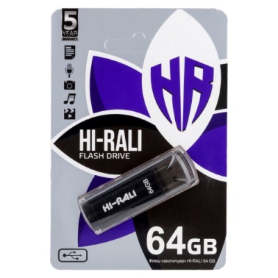 usb флеш-накопичувач hi-rali stark 64gb (чорний) 