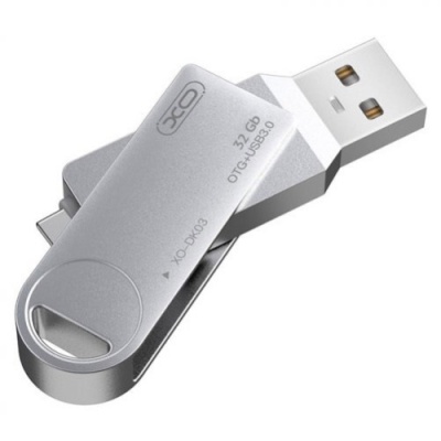 usb флеш-накопичувач xo dk03 usb3.0 + type-c 32gb (сталевий) 