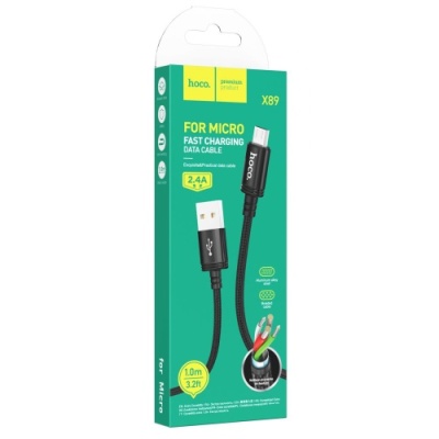 кабель hoco x89 wind usb - microusb 2.4a/1m (чорний) 