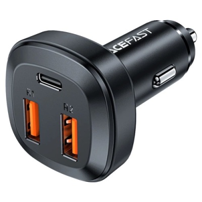 Автомобільний Зарядний Пристрій Acefast B9 PD + QC 4.0 (1 Type-C/2 USB/5A/66W) (чорний)