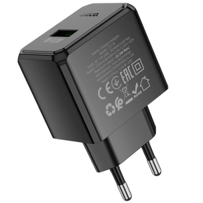 мережевий зарядний пристрій hoco cs17a 1usb/22.5w/qc3.0 multi-protocol (чорний) 